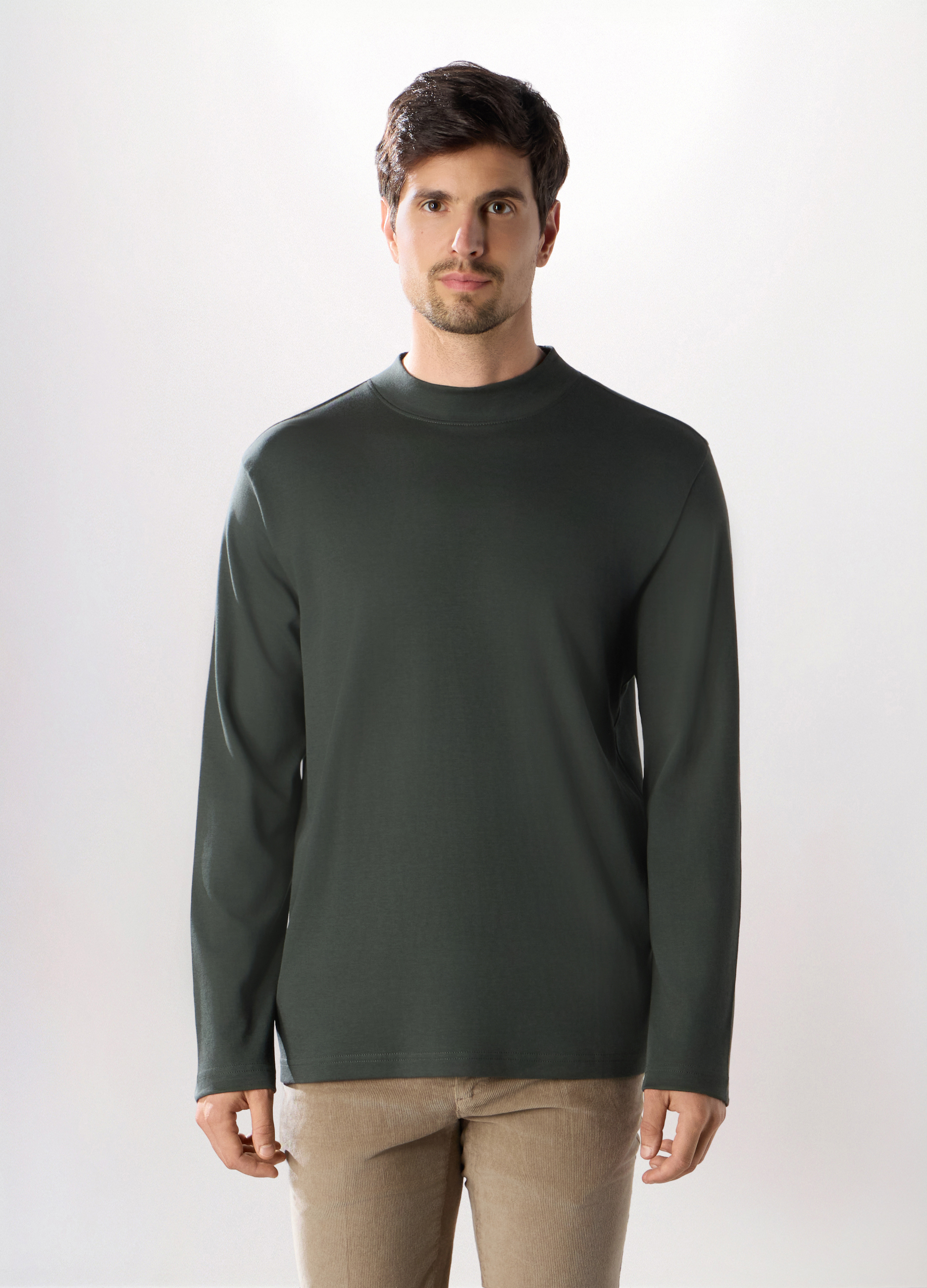 UPIM HB , Maglia A Maniche Lunghe In Interlock Di Cotone, Uomo, Verde antracite, Taglia: L