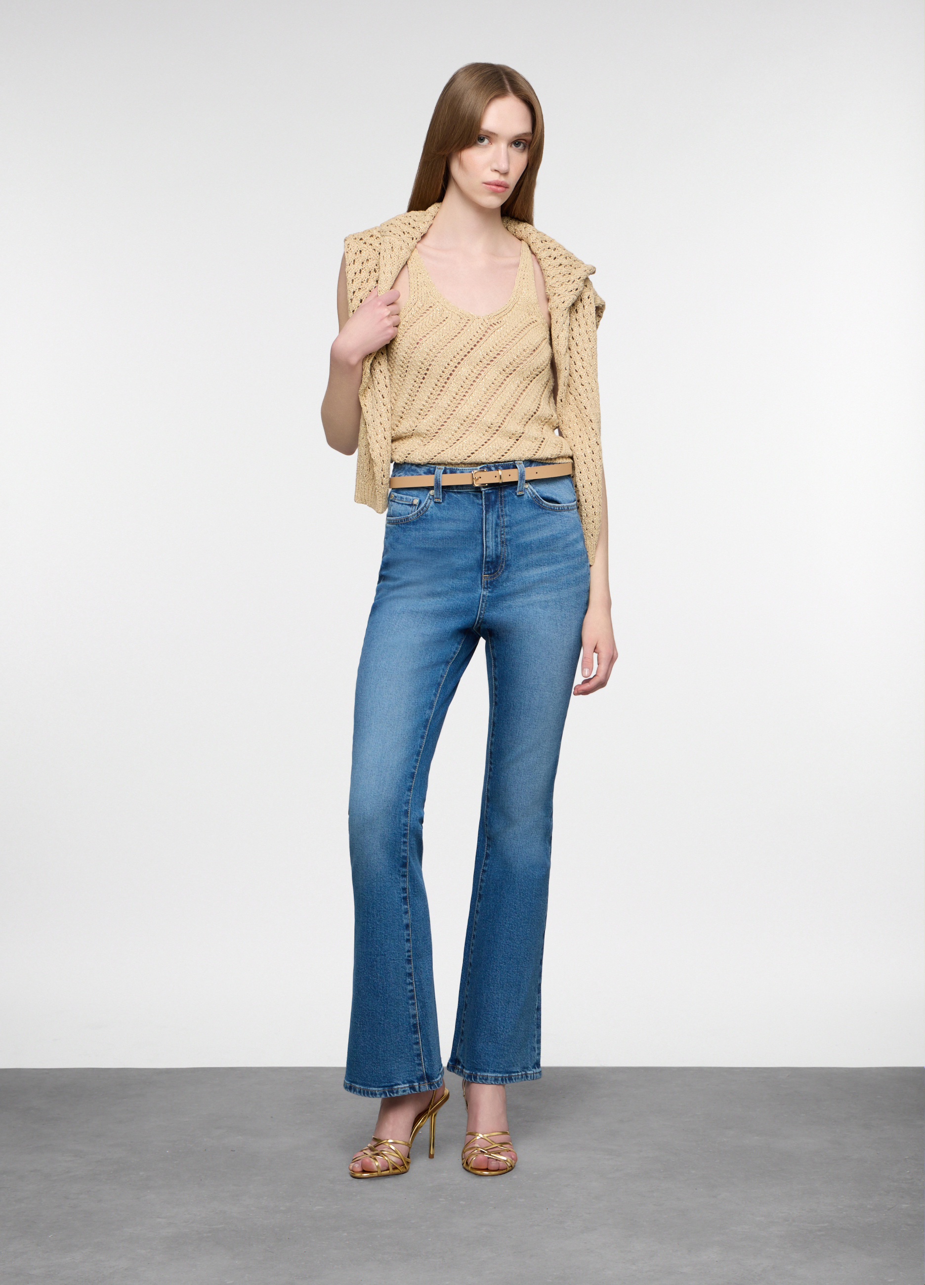Upim, Pantaloni In Stretch Denim Flare Fit Donna, Blu denim, Taglia: 40