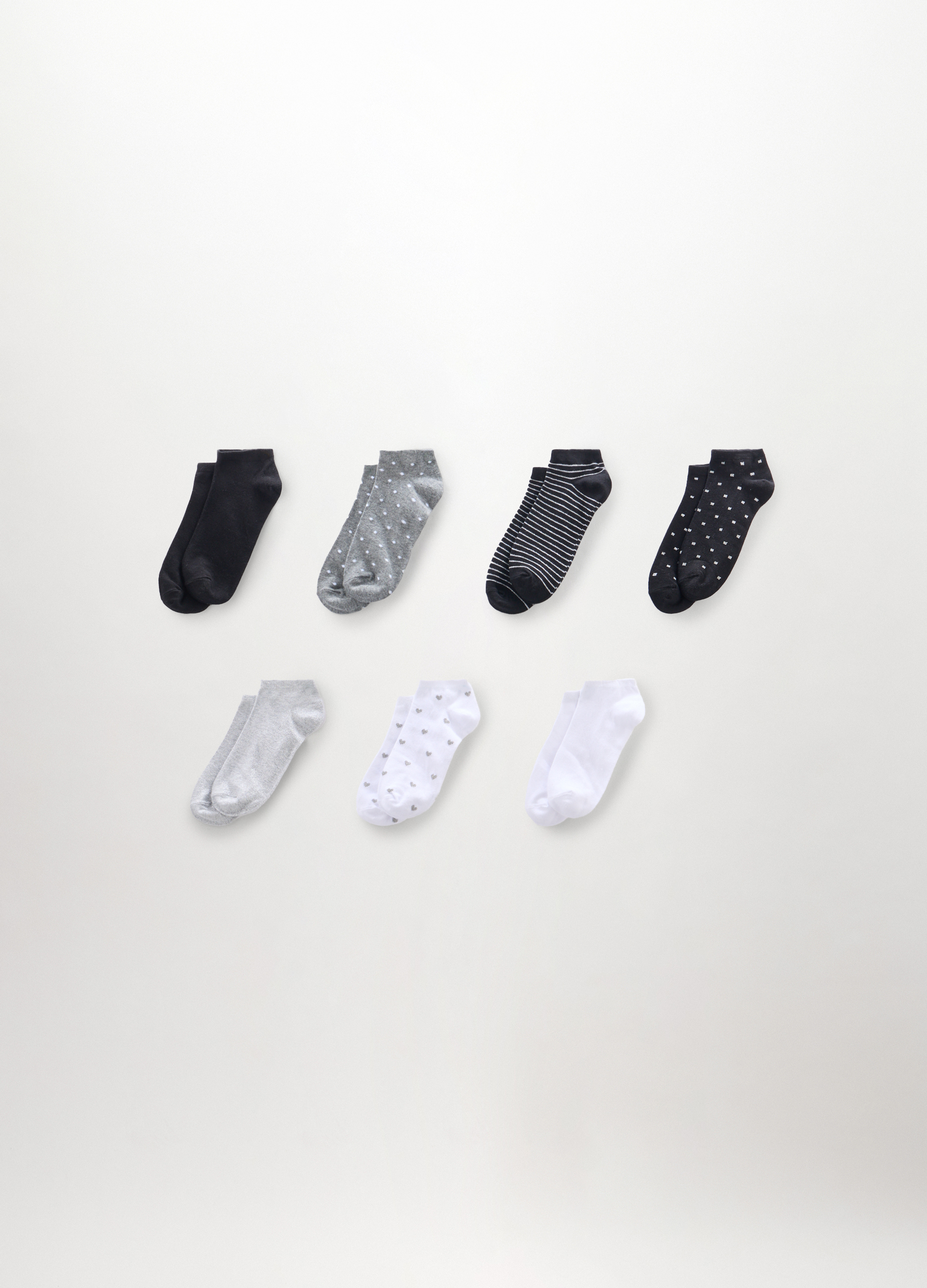 Upim, Pack 7 Calze Extra Corte Donna, Unisex, Bianco/Grigio, Taglia: 38-41
