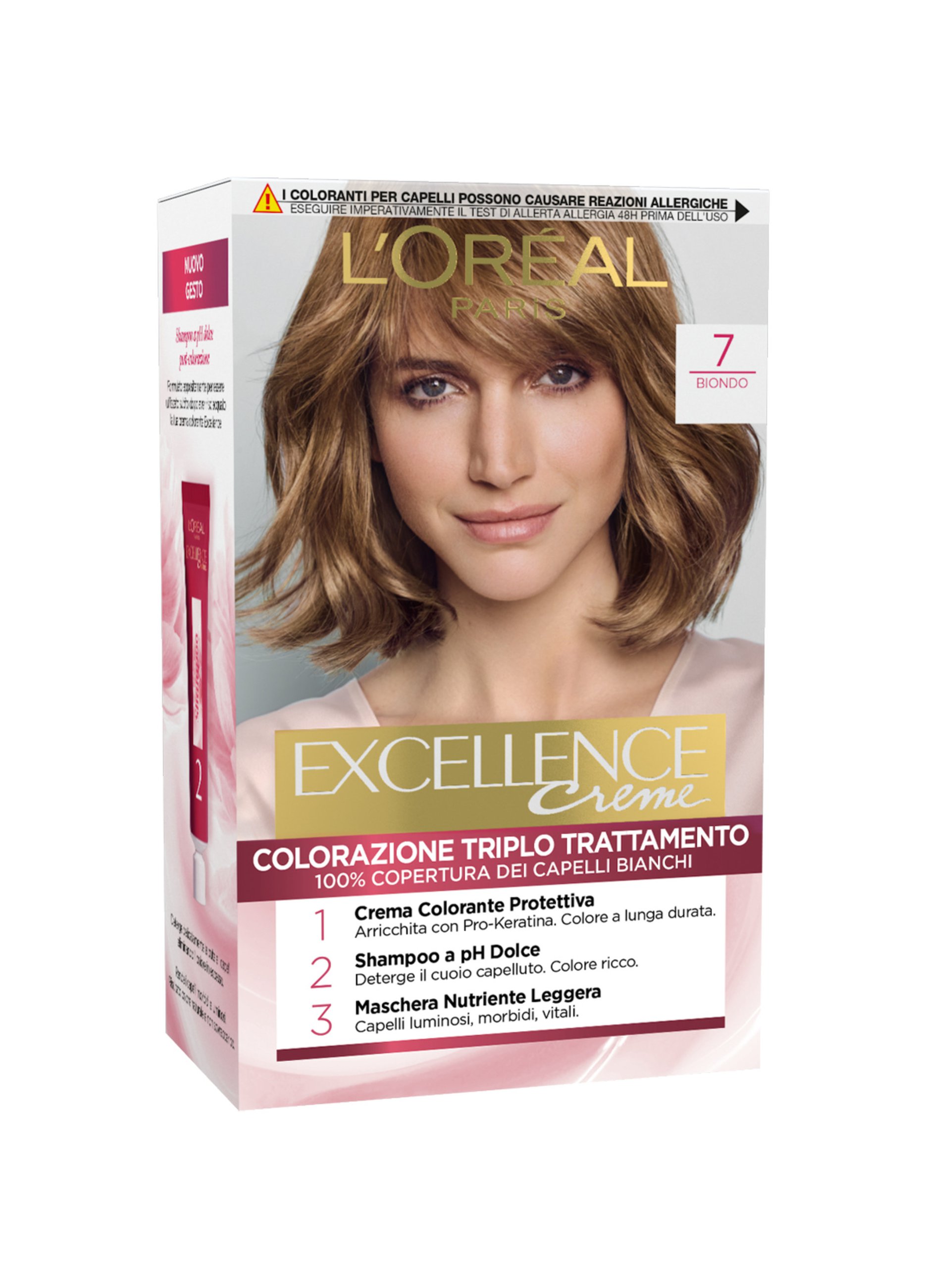 Image of EXCELLENCE, L'oréal Paris Tinta Capelli Excellence, Copre I Capelli Bianchi, Colore Ricco, Luminoso E A Lunga Durata, 7 Biondo., Donna, 7 Biondo, Taglia: FASUL