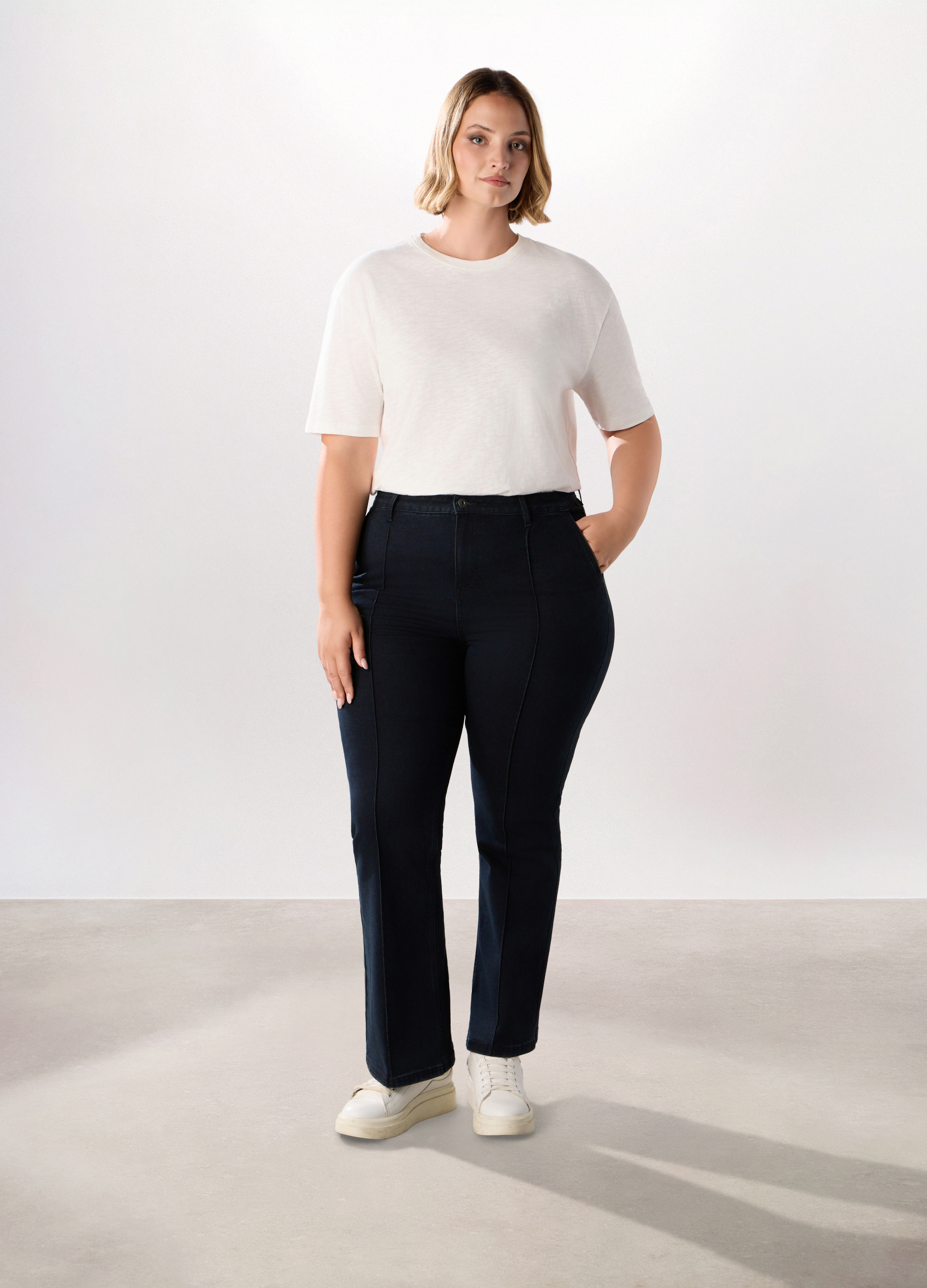 Upim , Jeggings Flare Fit In Denim Misto Cotone Donna Curvy, Blu navy, Taglia: 43