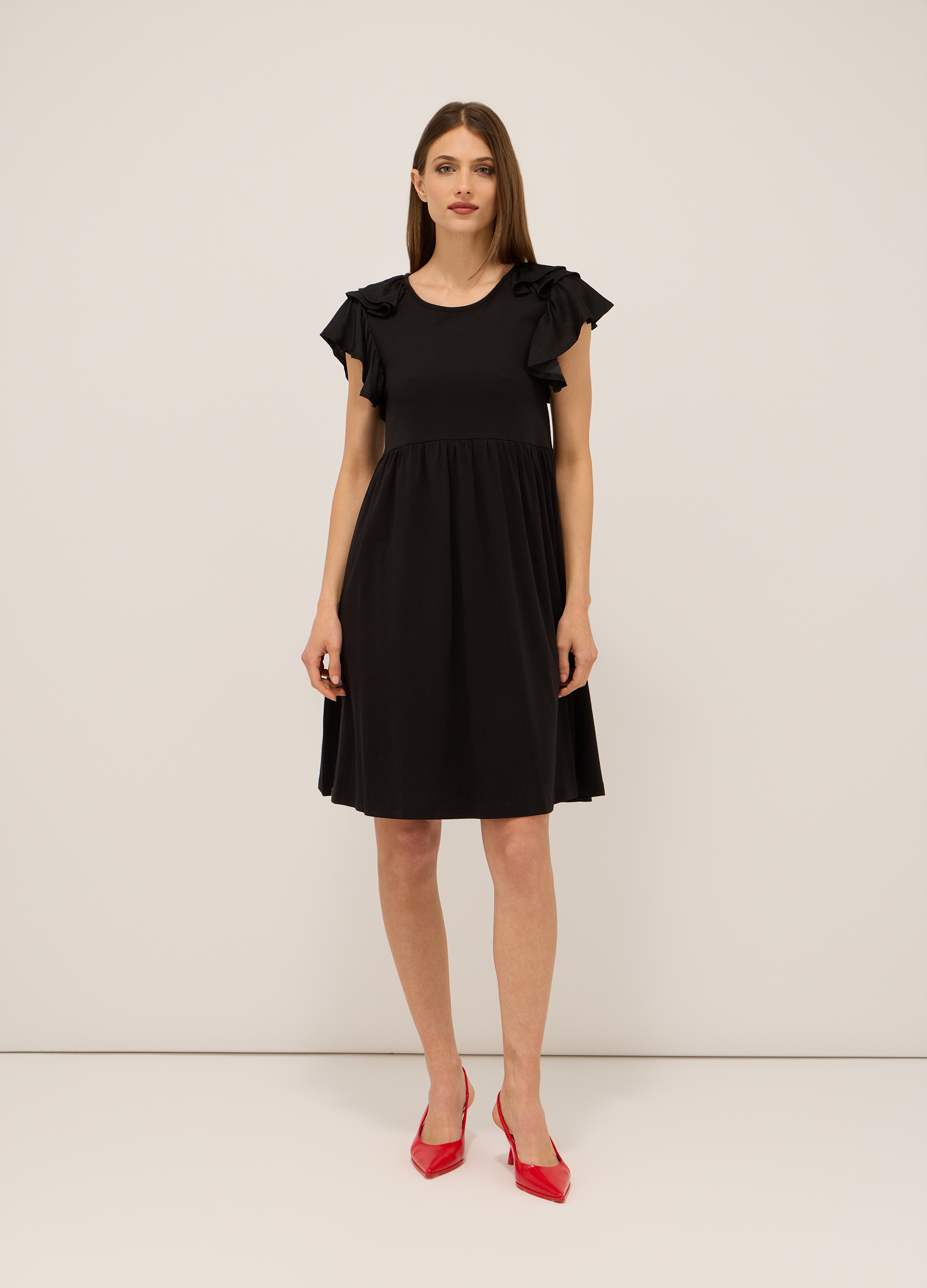 Image of Upim, Abito Corto In Jersey Di Puro Cotone Donna, Nero, Taglia: L