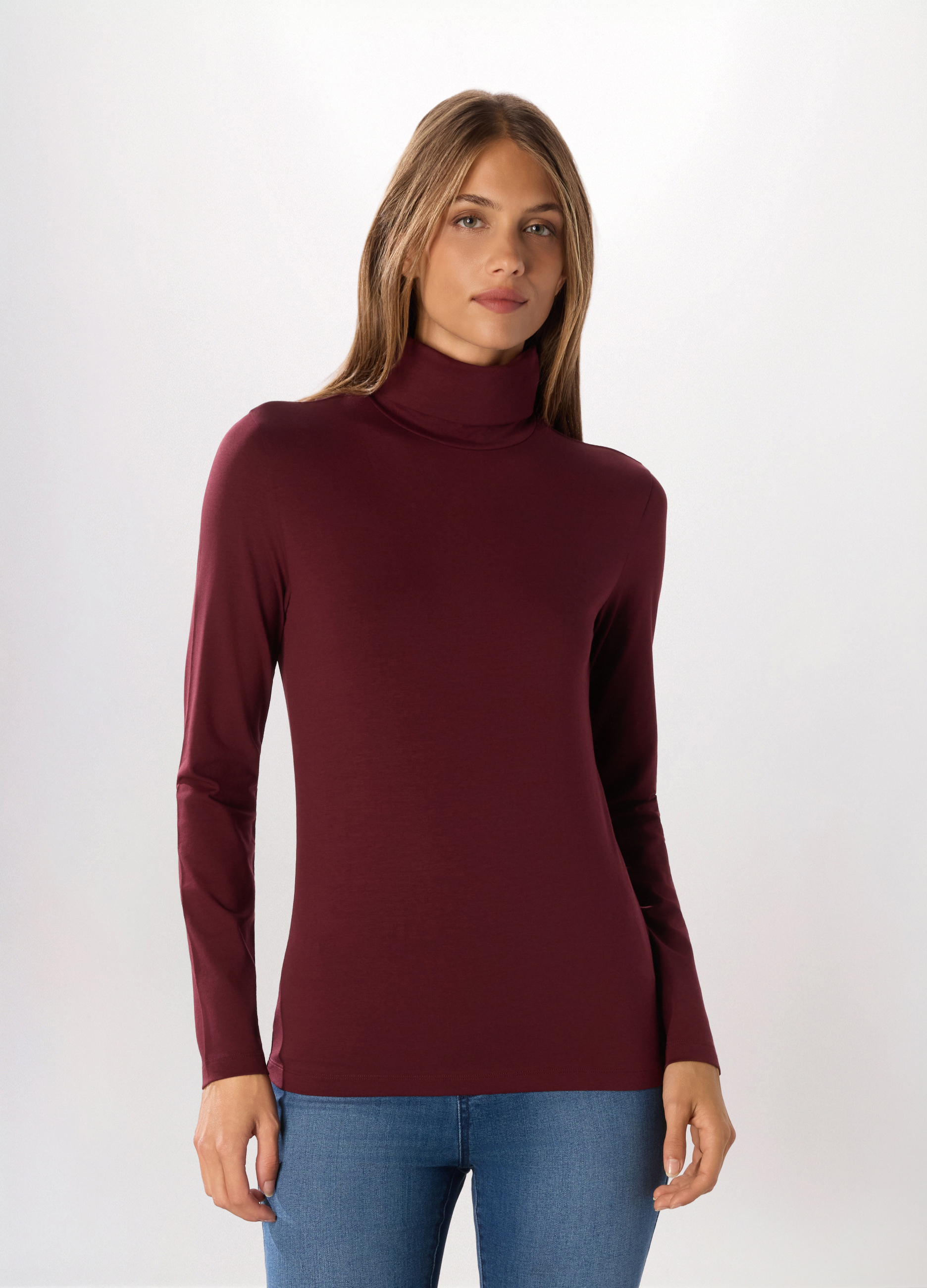 Upim , Lupetto In Jersey Di Cotone Stretch Donna, Rosso bordeaux, Taglia: XXL