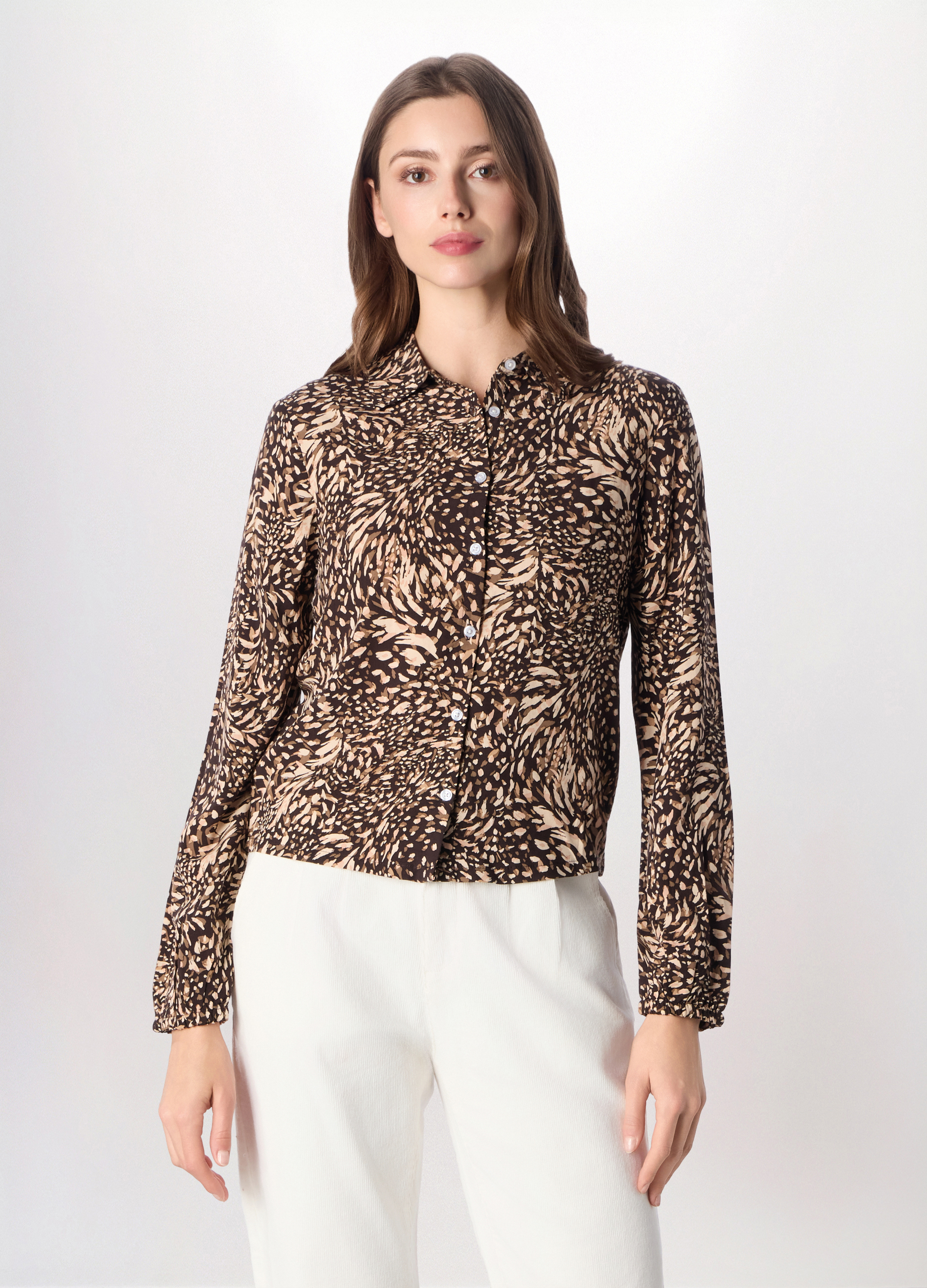 Upim , Camicia In Pura Viscosa Con Stampa Donna, Marrone scuro, Taglia: S