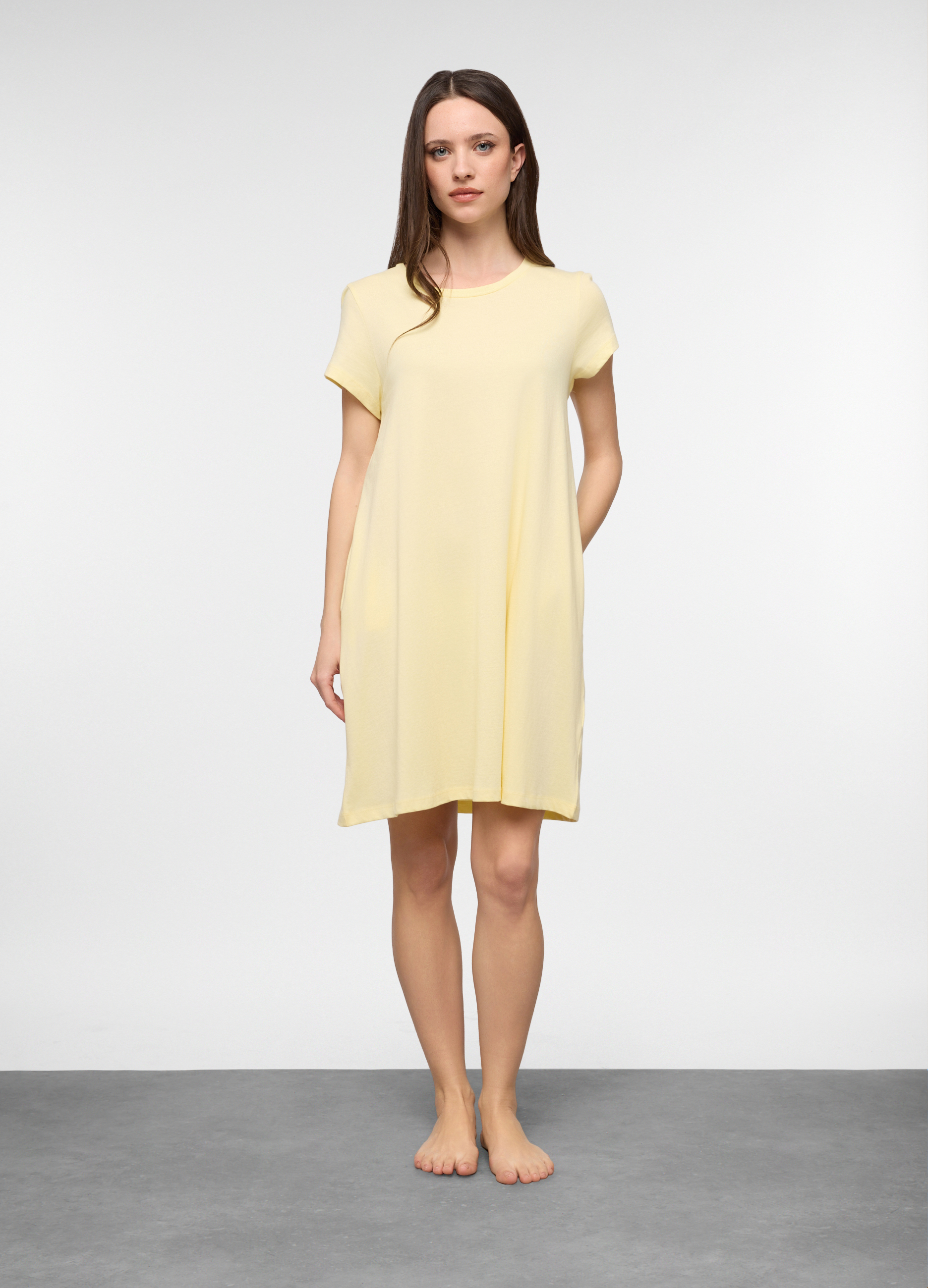 Upim, Camicia Da Notte In Jersey Di Puro Cotone Donna, Giallo champagne, Taglia: L
