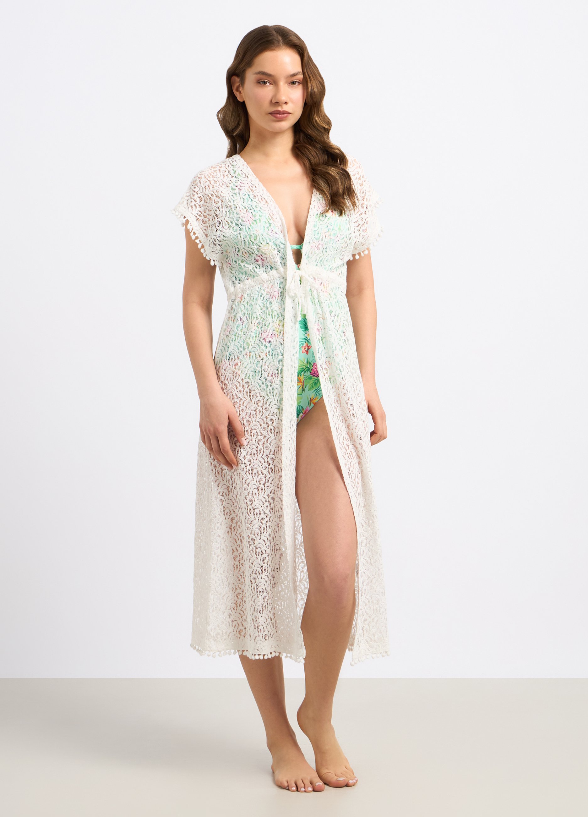 Image of Upim, Copricostume Con Lavorazione Traforata Donna, Bianco gesso, Taglia: L/XL