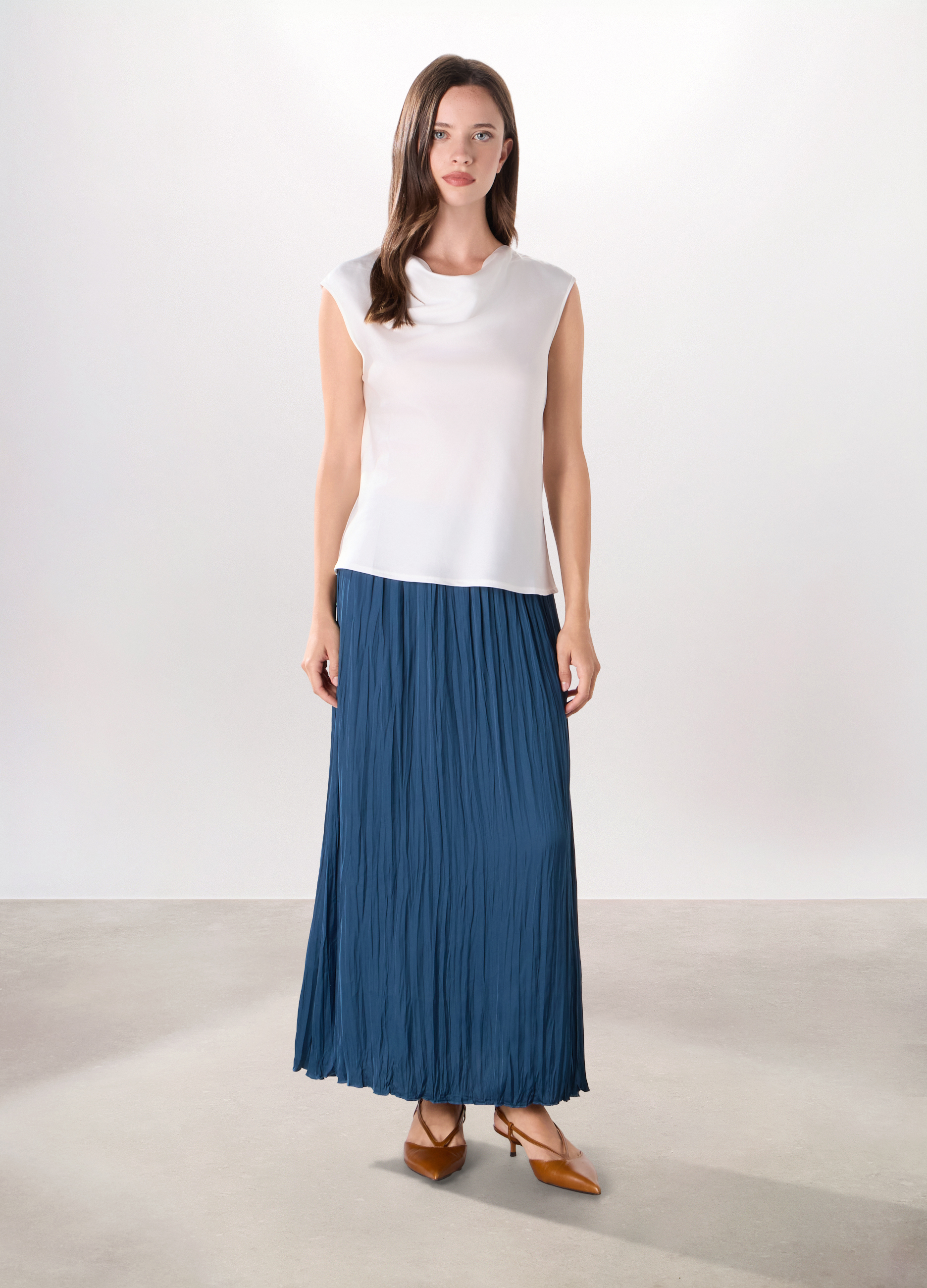 Upim , Gonna Lunga In Raso Donna, Blu Bluette, Taglia: XL