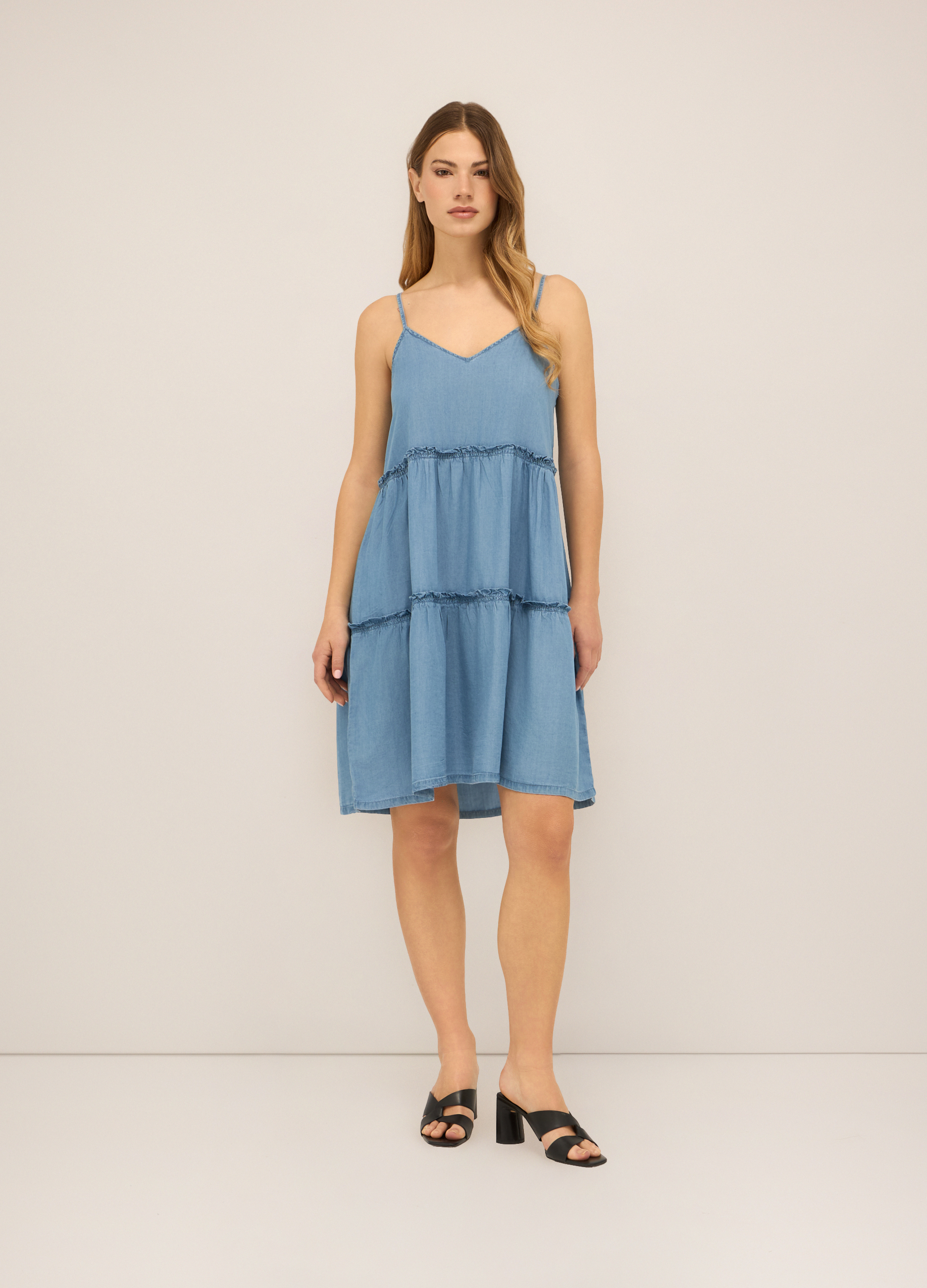 Image of Upim, Abito Corto In Pura Lyocell Donna, Azzurro chiaro, Taglia: M