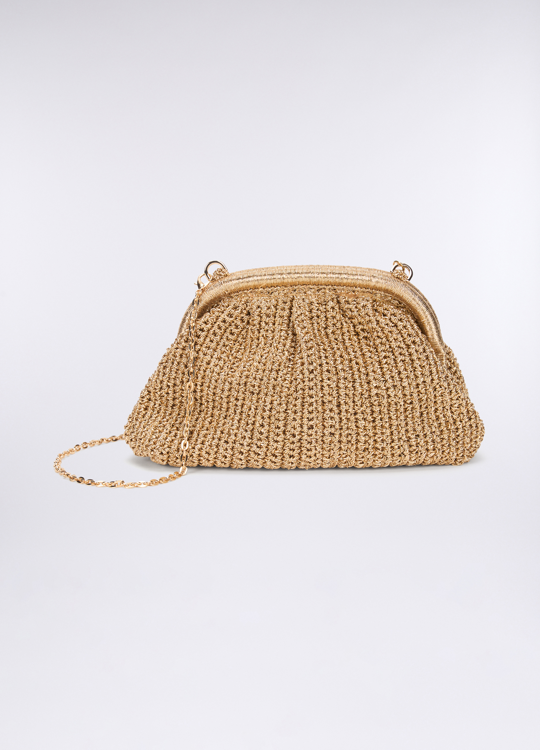Upim, Pochette Crochet In Filo Lurex Donna, Unisex, Giallo Oro, Taglia: ONE SIZE