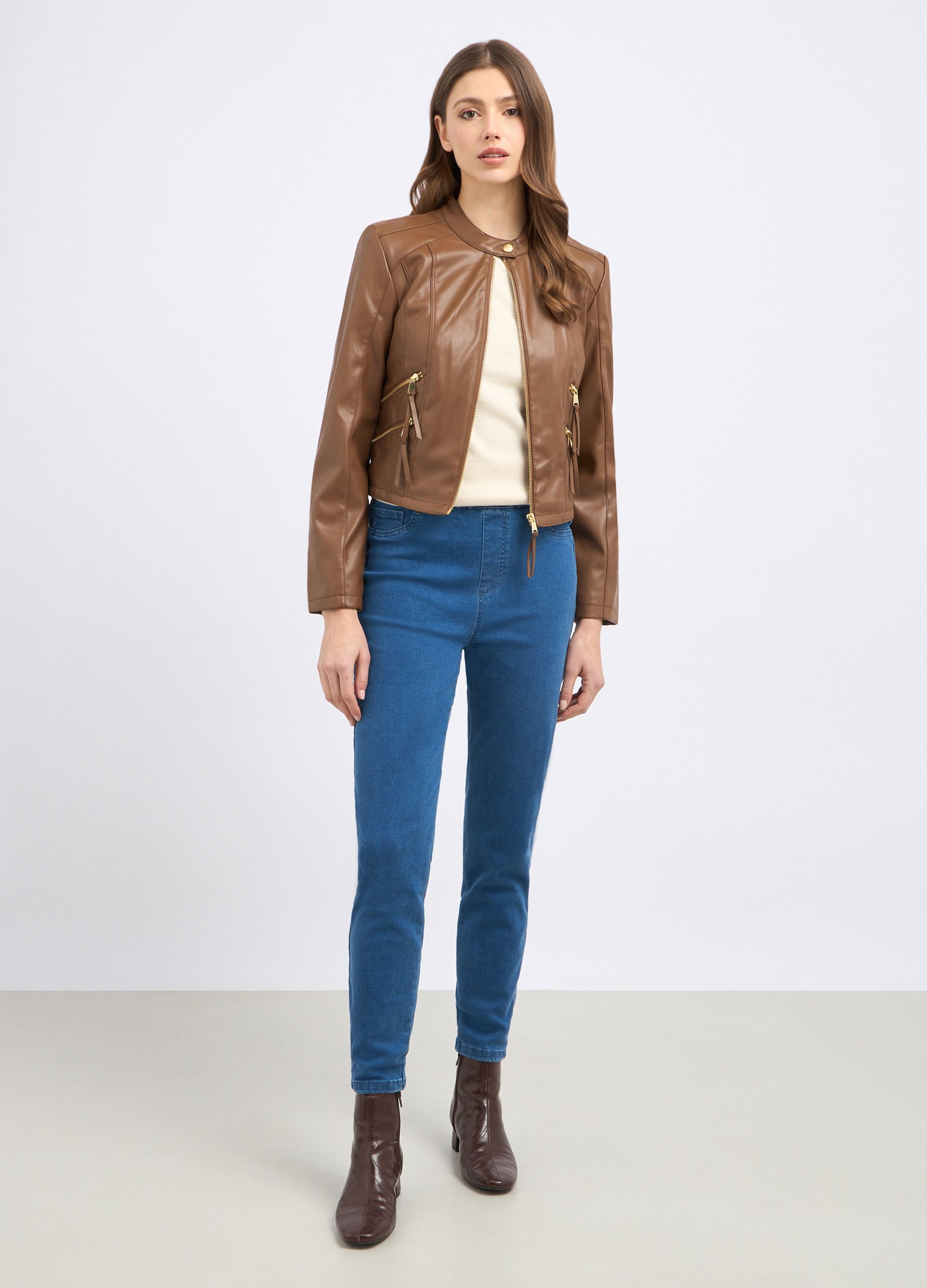 Image of Upim, Giacca Corta In Eco Pelle Donna, Marrone scuro, Taglia: S