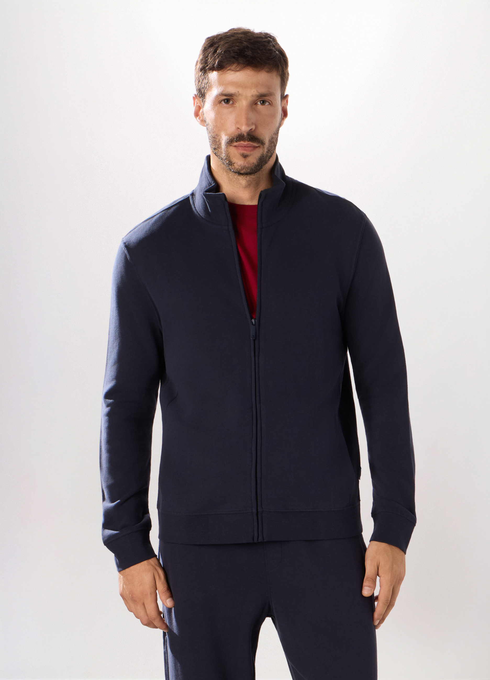 Upim , Felpa Slim Con Zip In Puro Cotone Uomo, Unisex, Blu navy, Taglia: L