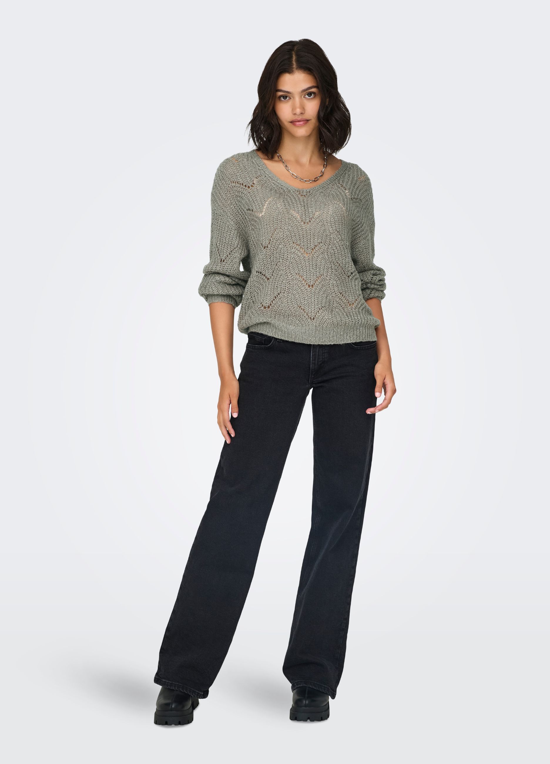 Upim, Pullover A Maniche Lunghe Con Scollo A V, Unisex, Grigio, Taglia: L-image