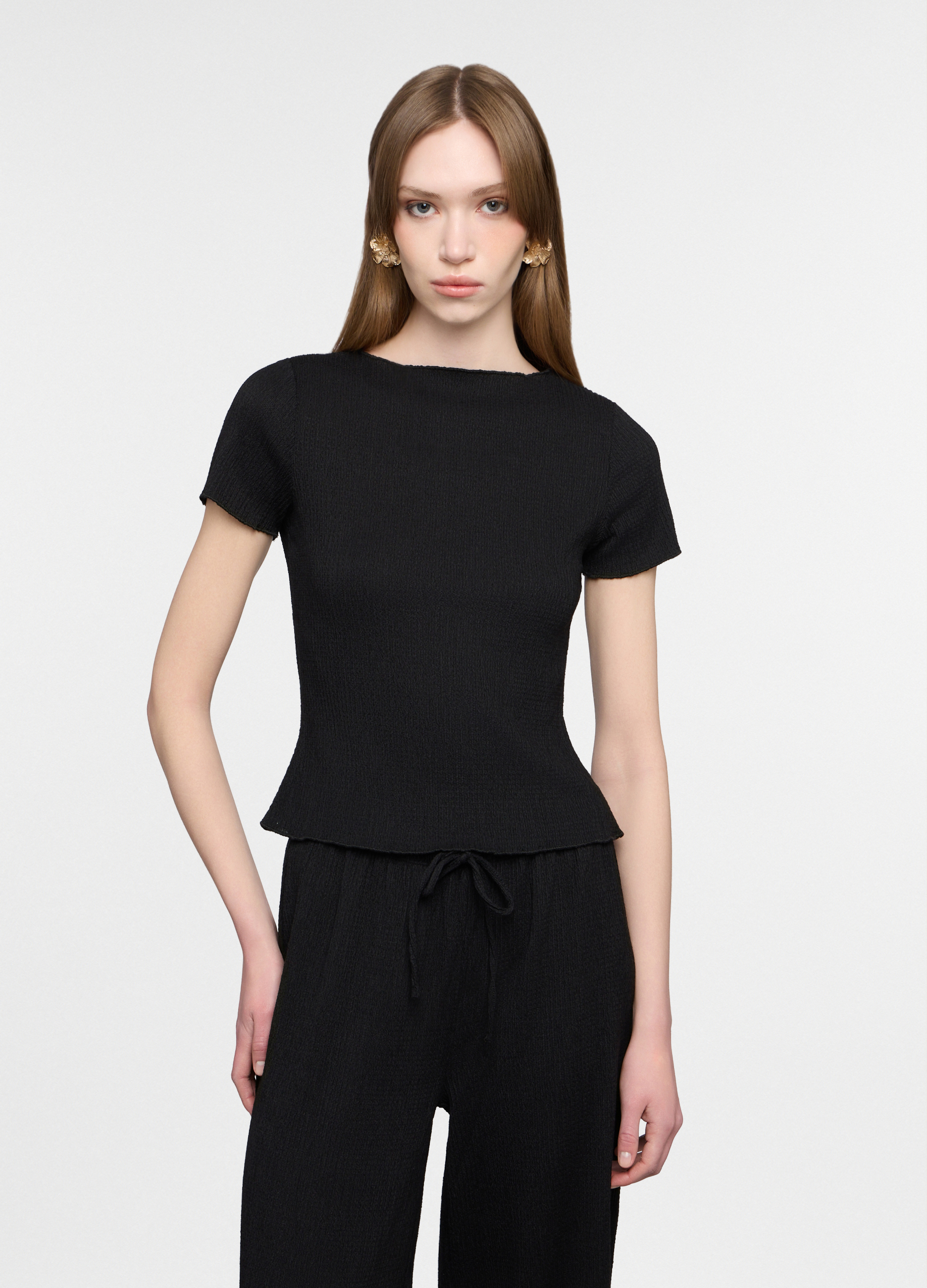 Upim, T-shirt Girocollo Crepe Donna, Nero, Taglia: XS