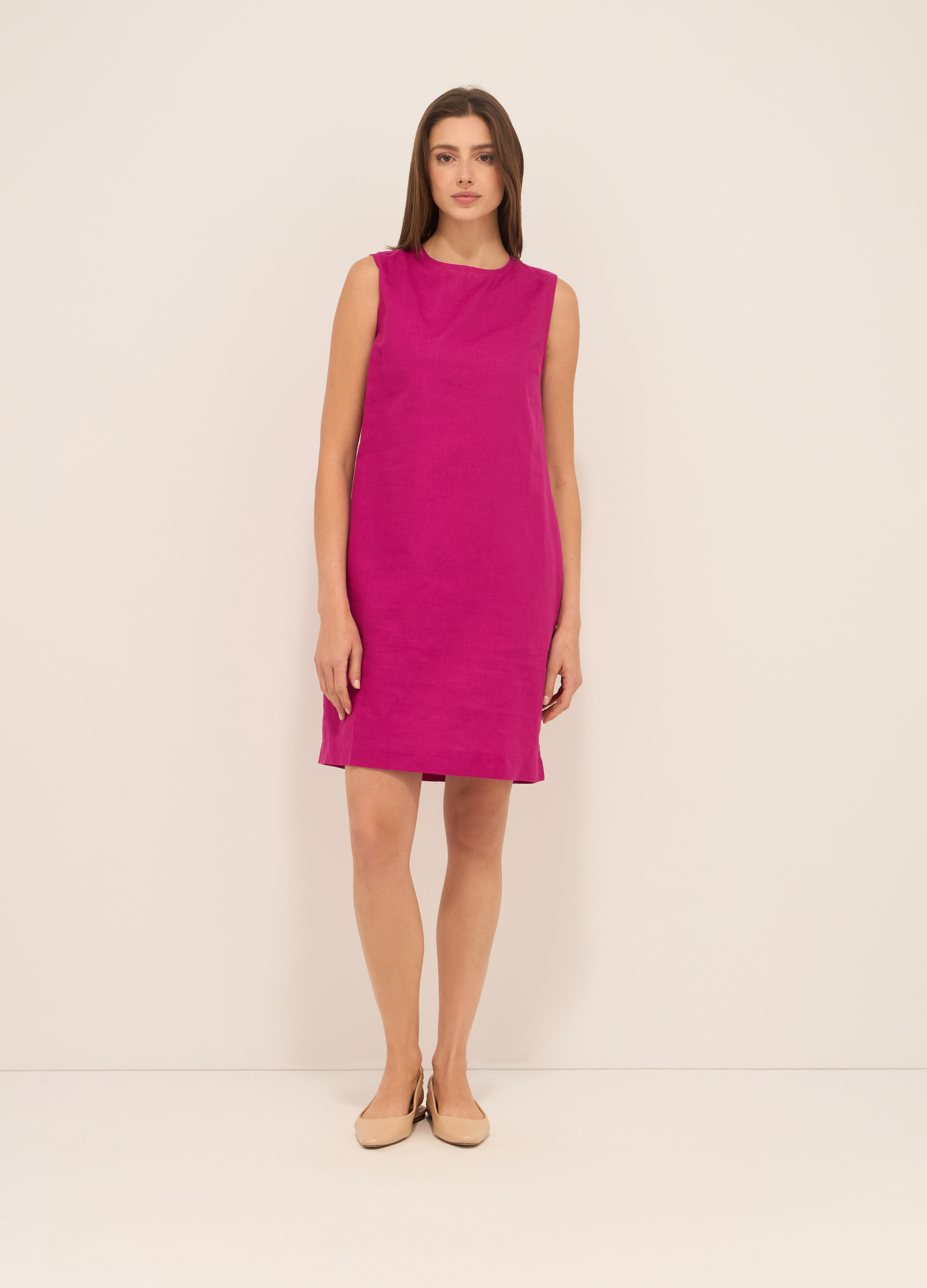Image of Upim, Abito Corto Misto Lino Donna, Rosa fuxia, Taglia: XL
