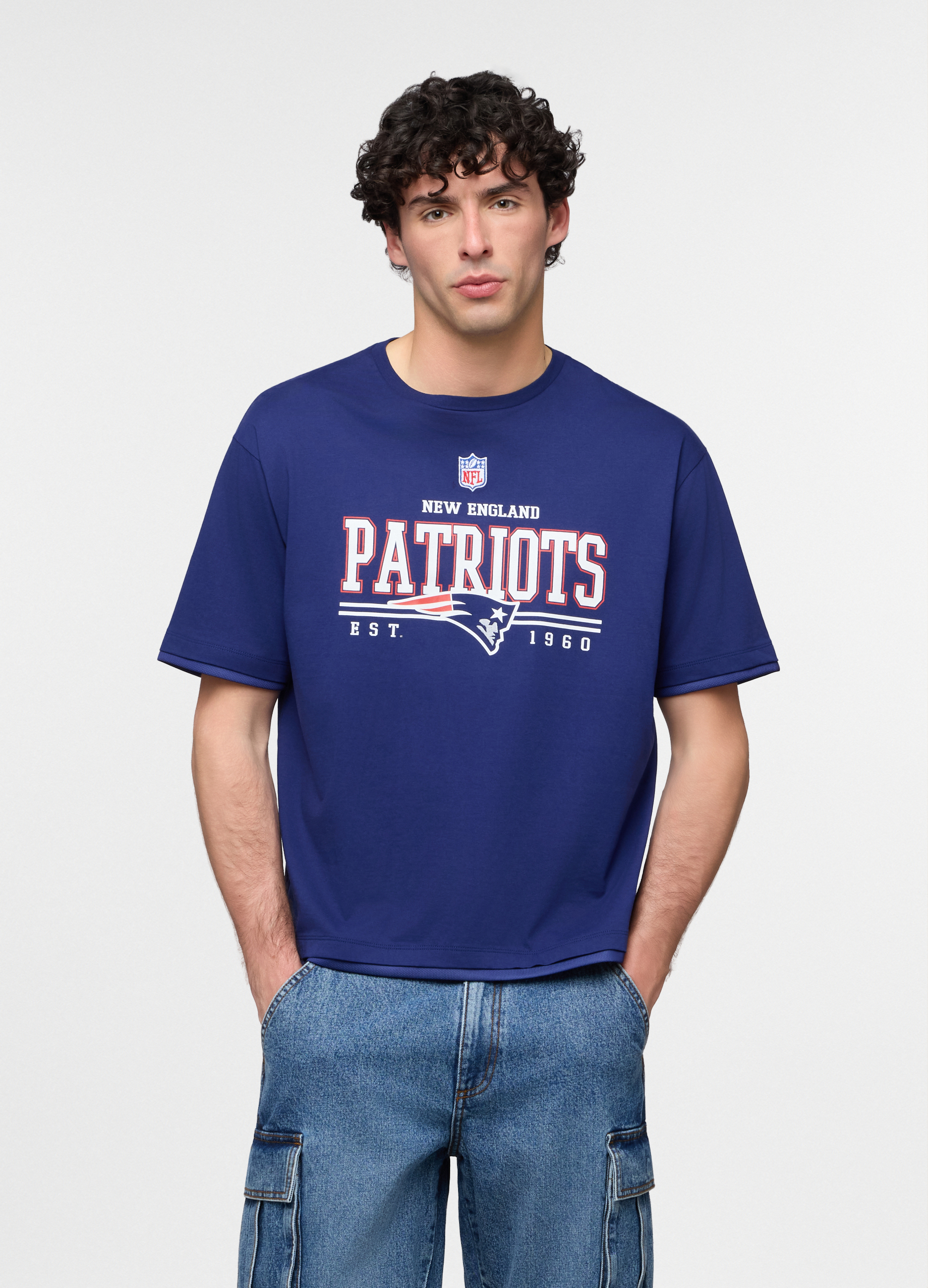 UPIM HB, T-shirt Girocollo New England Patriots Uomo, Unisex, Blu elettrico, Taglia: XL