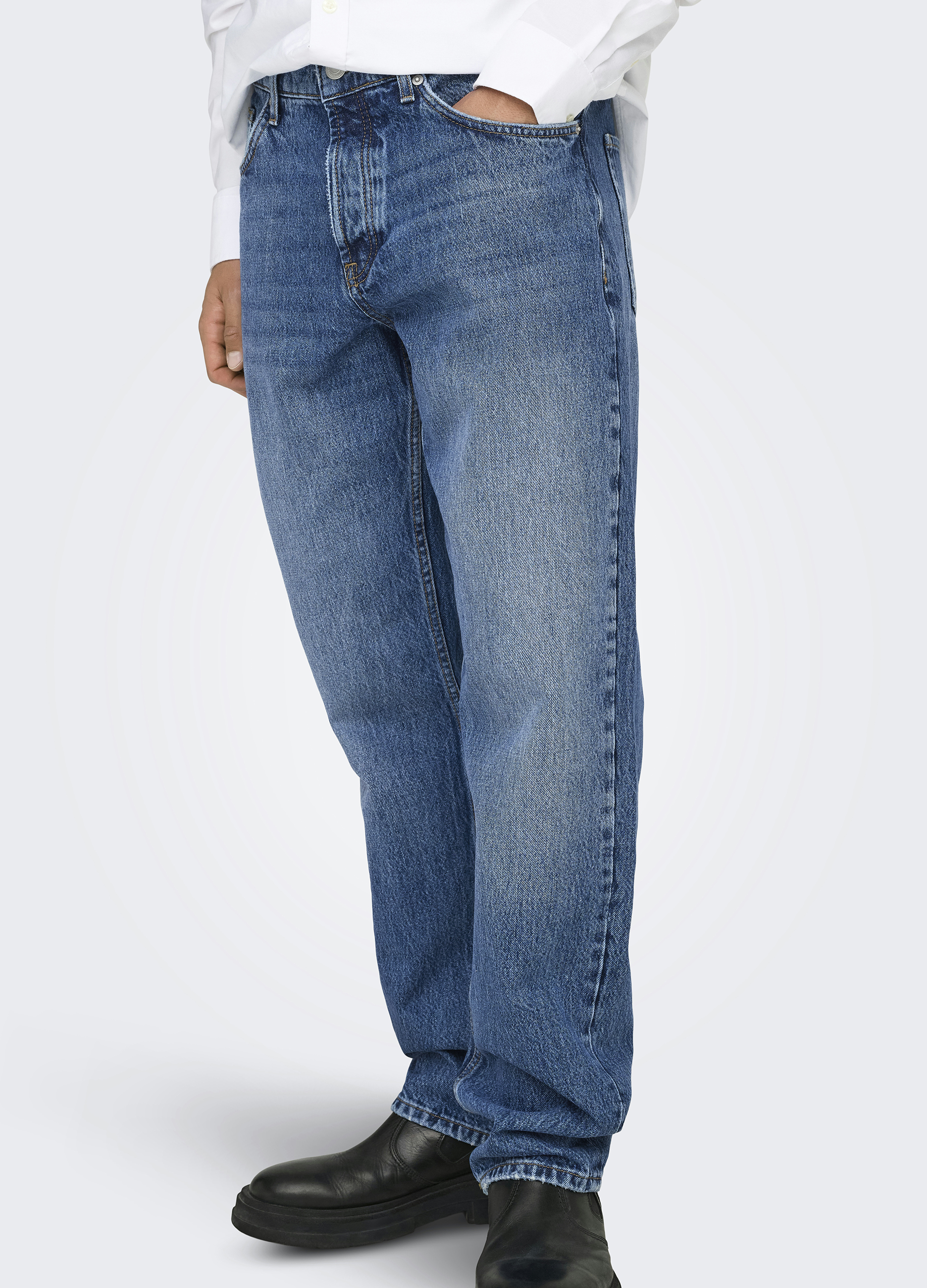 Only & Sons Uomo Blu - Edge - Jeans Dritti Lavaggio Medio - Immagine 3