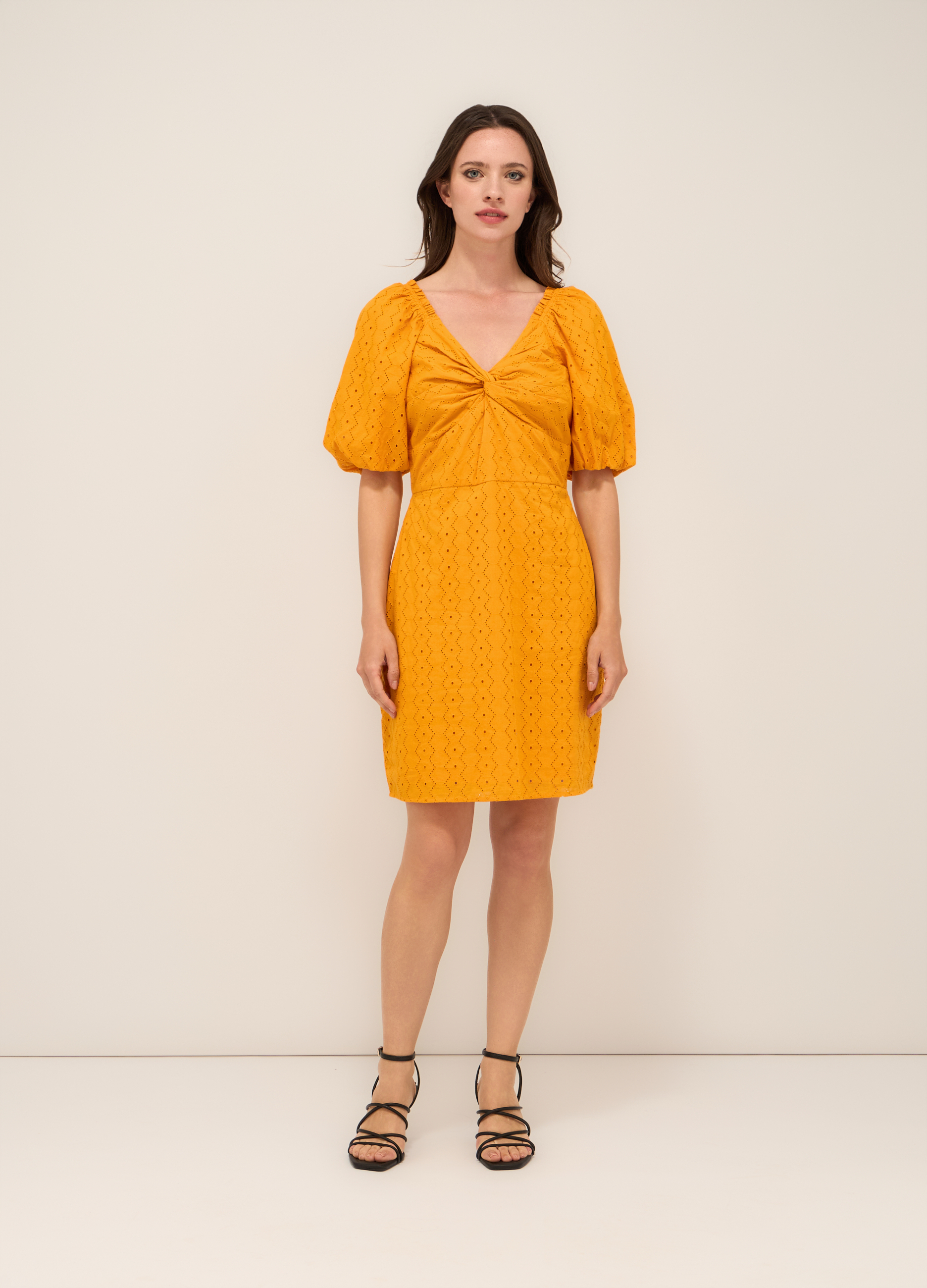 Image of Upim, Abito Corto In Puro Cotone Sangallo Donna, Giallo ocra, Taglia: M