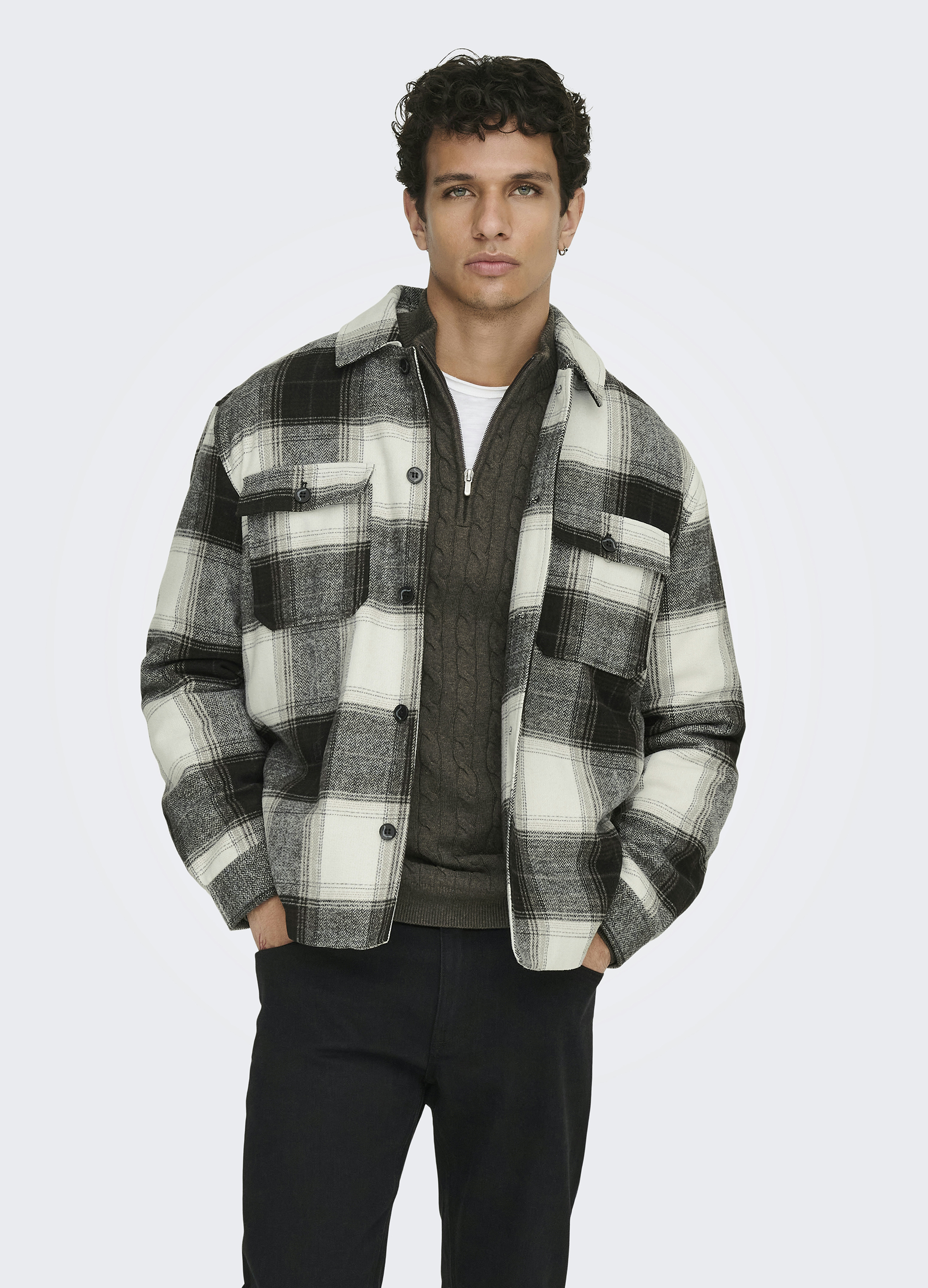Giubbotto Only & Sons Onszack Overshirt Otw Noos 22036110 Uomo Nero Piccolo - Immagine 3