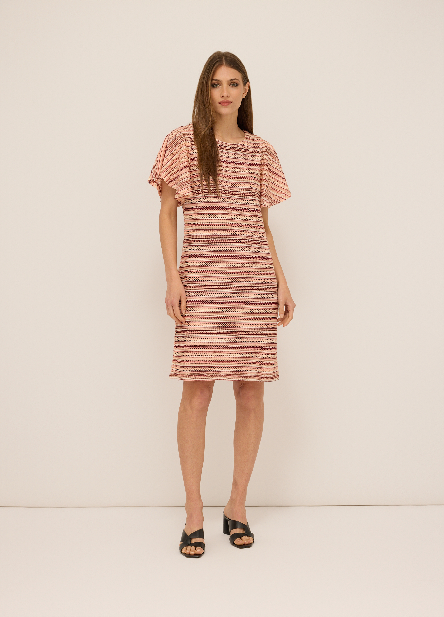 Image of Upim, Abito Corto Tricot A Righe Donna, Beige chiaro, Taglia: L