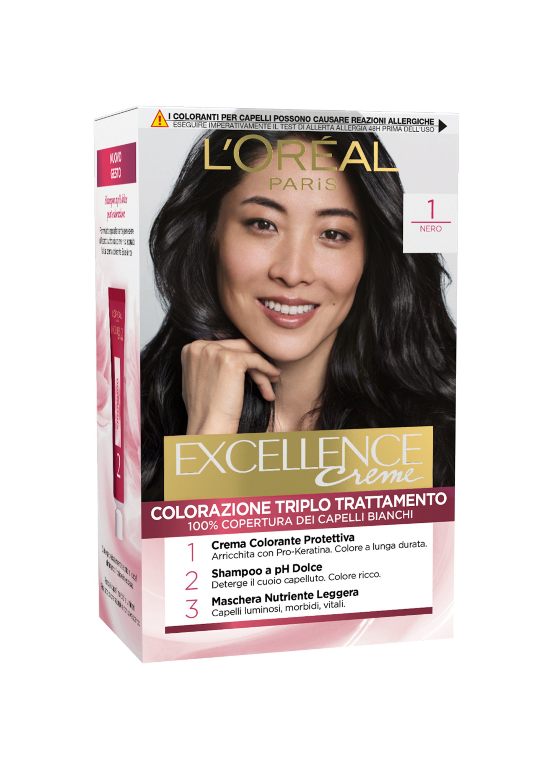 EXCELLENCE , L'oréal Paris Tinta Capelli , Copre I Capelli Bianchi, Colore Ricco, Luminoso E A Lunga Durata, 1 Nero., Donna, 1 Nero, Taglia: FASUL