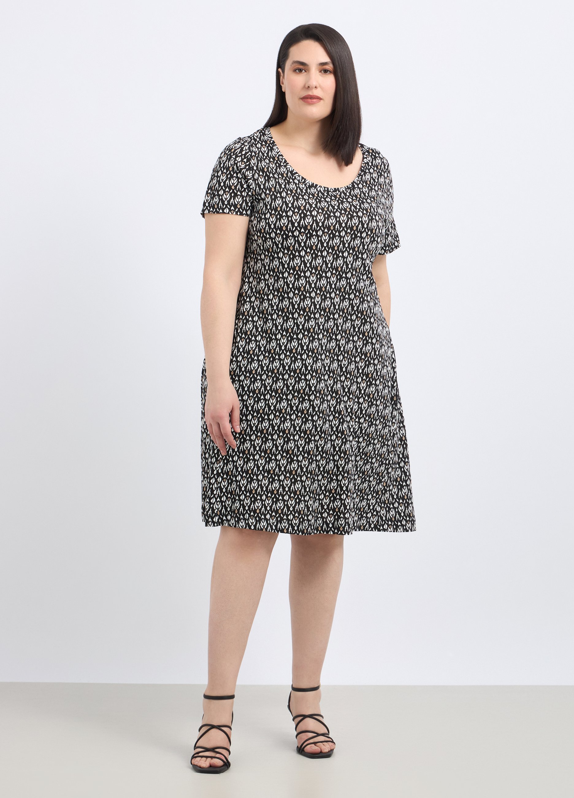 Image of Upim, Abito Corto In Puro Cotone Donna Curvy, Nero stampa 1, Taglia: M