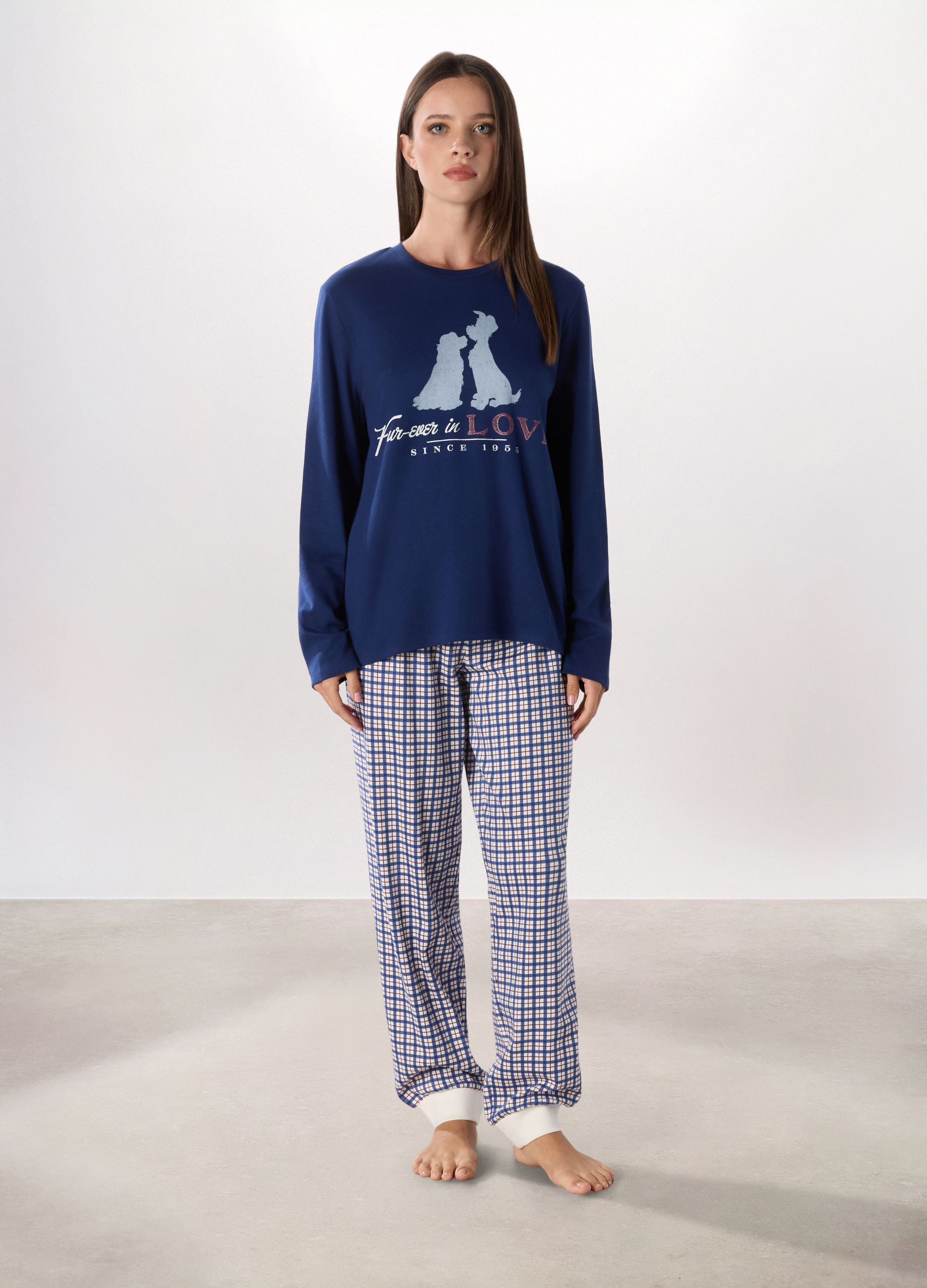 Upim , Set Pigiama In Interlock Di Puro Cotone Donna, Blu scuro, Taglia: XL