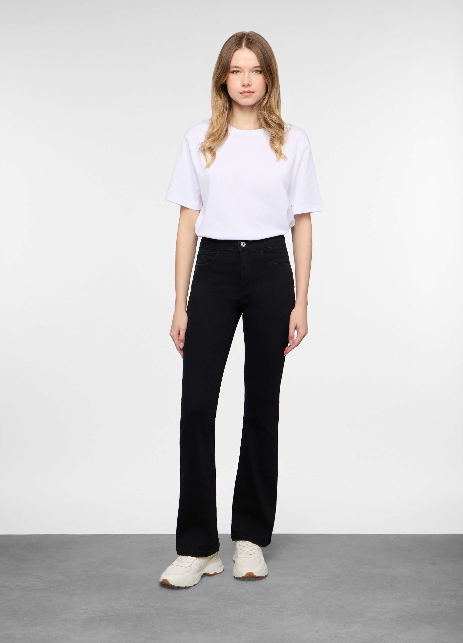 Upim, 5 Tasche Fit Flare In Cotone Stretch Donna, Nero, Taglia: 48